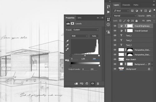 آموزش ایجاد افکت اسکچ معماری در فتوشاپ